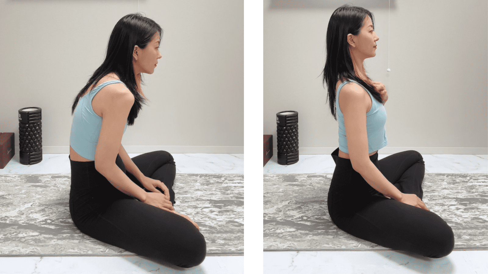 姿勢の違いで見た目が変わる