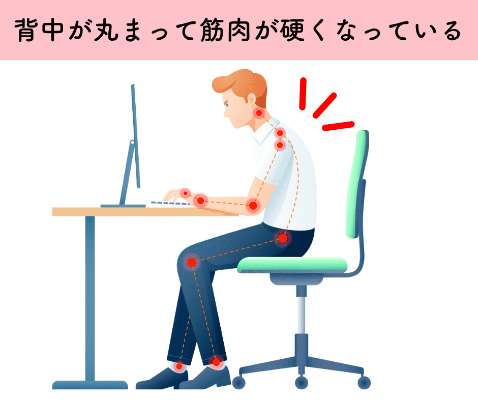 姿勢が悪いと背中が硬くなる