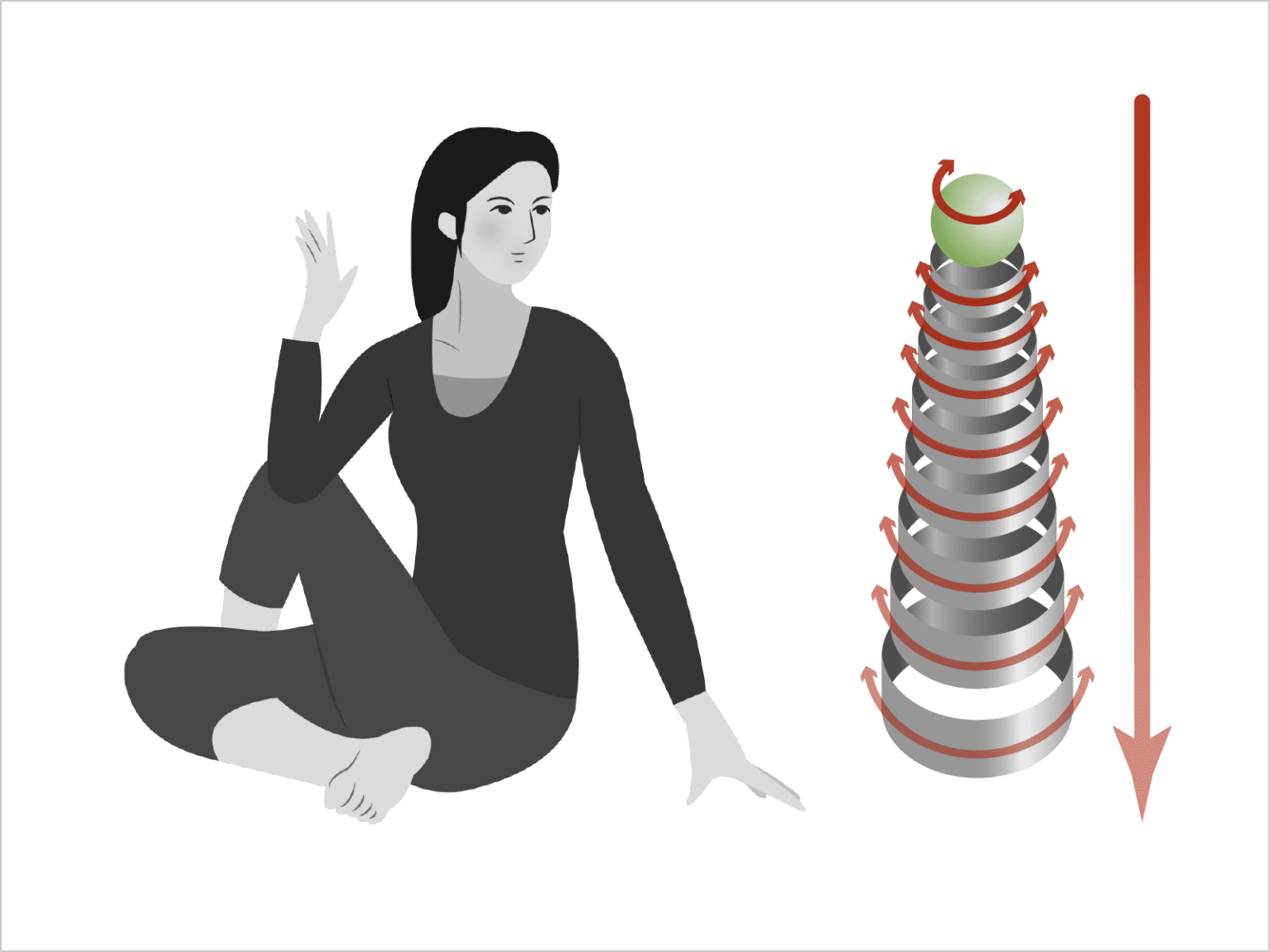 ツイストは頭と椎骨が連動している