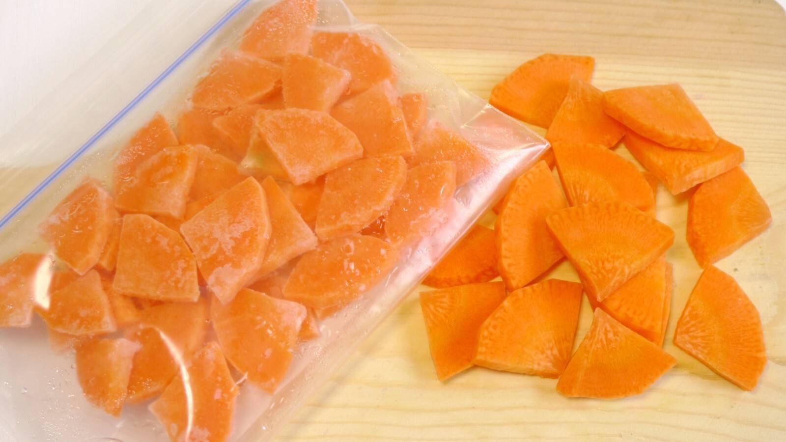 冷凍されたにんじん