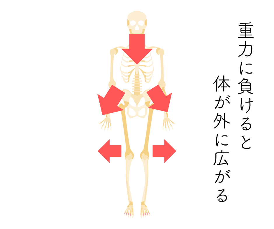 重力に押される体のイメージ