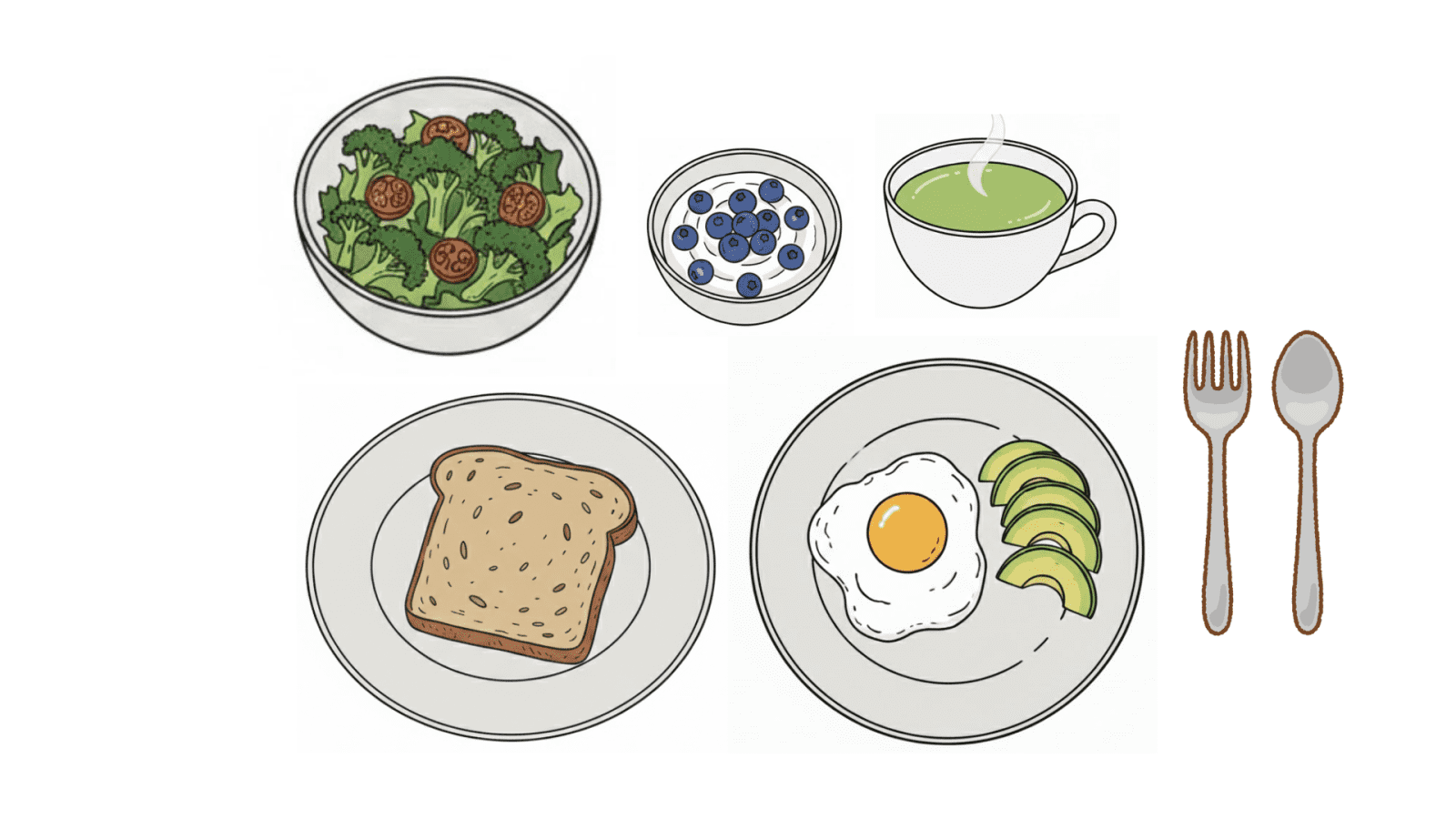 洋食の朝食例のイラスト