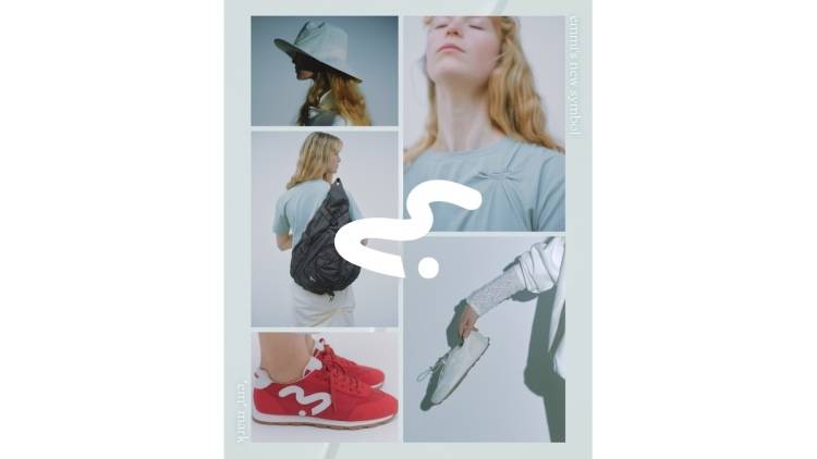 <emmi>ブランドの想いを込めた「emマーク」が誕生。Tシャツやバッグ、スニーカーなどが登場