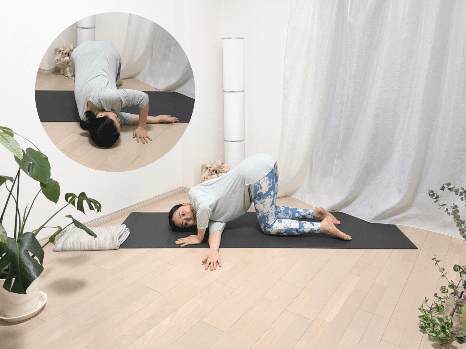 猫のツイストのポーズ