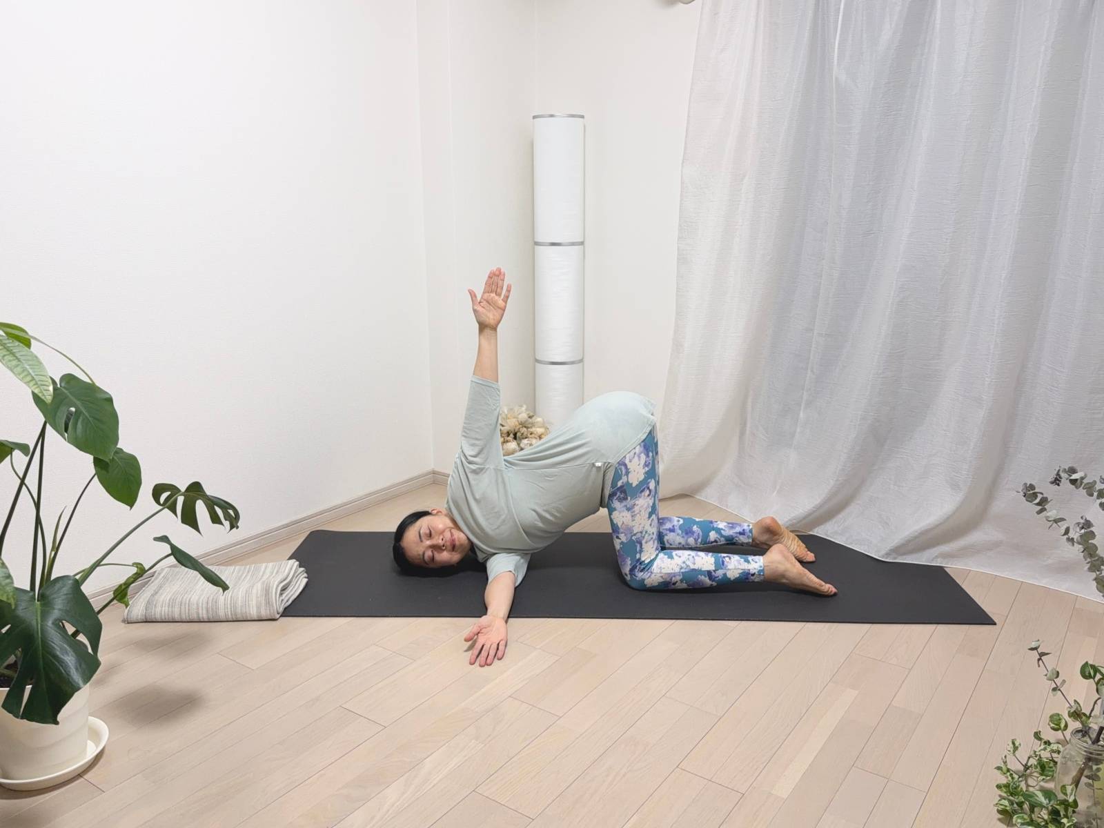 猫のツイストのポーズ