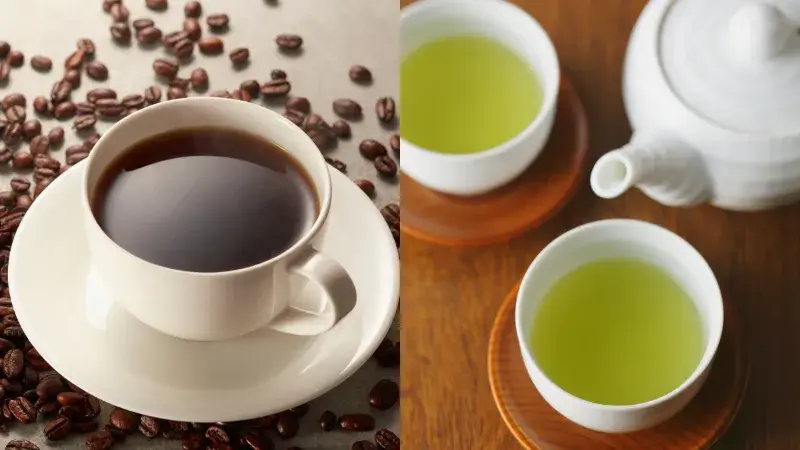 ブラックコーヒーと緑茶