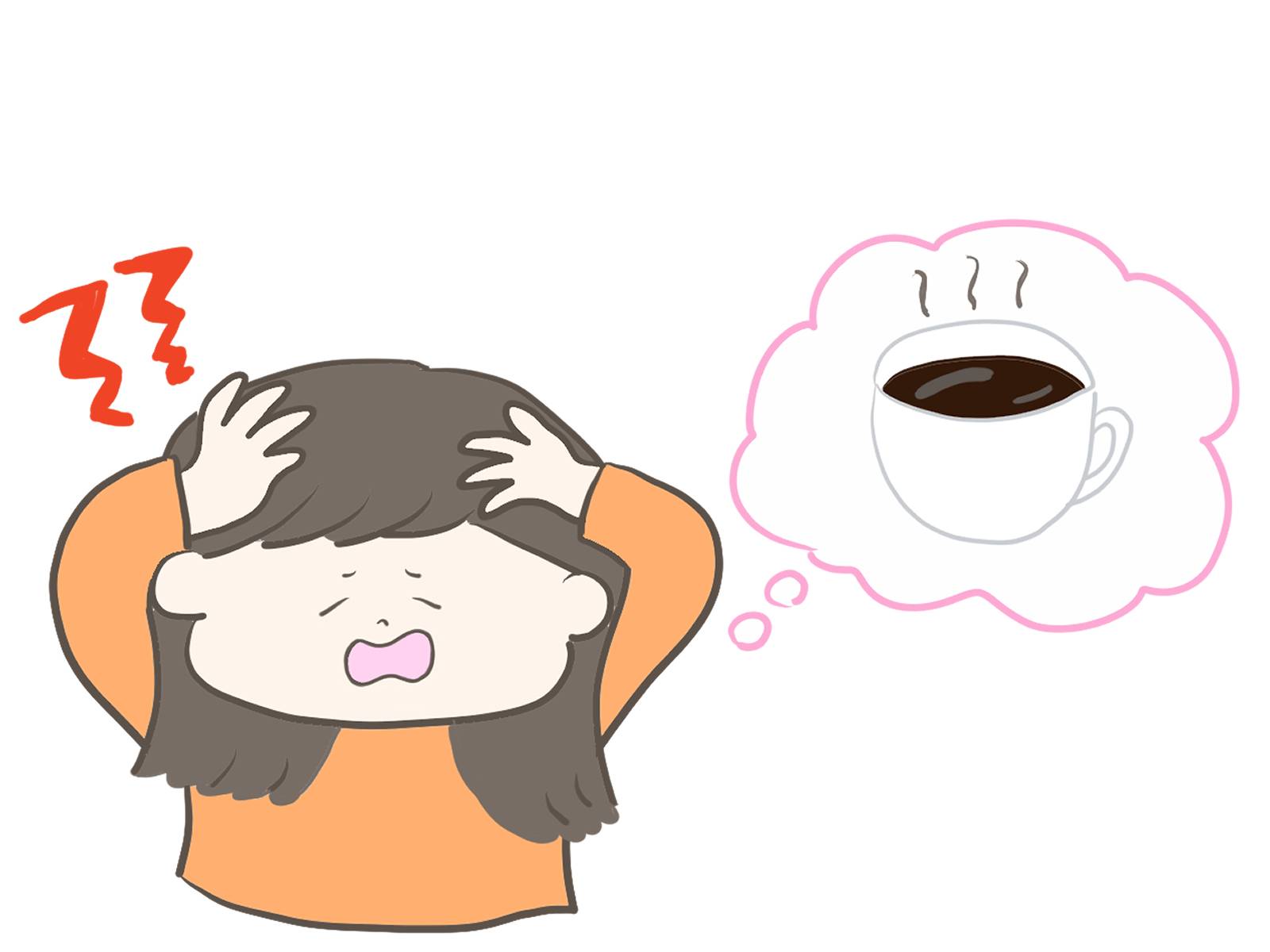 カフェインをよく飲む女性のイラスト