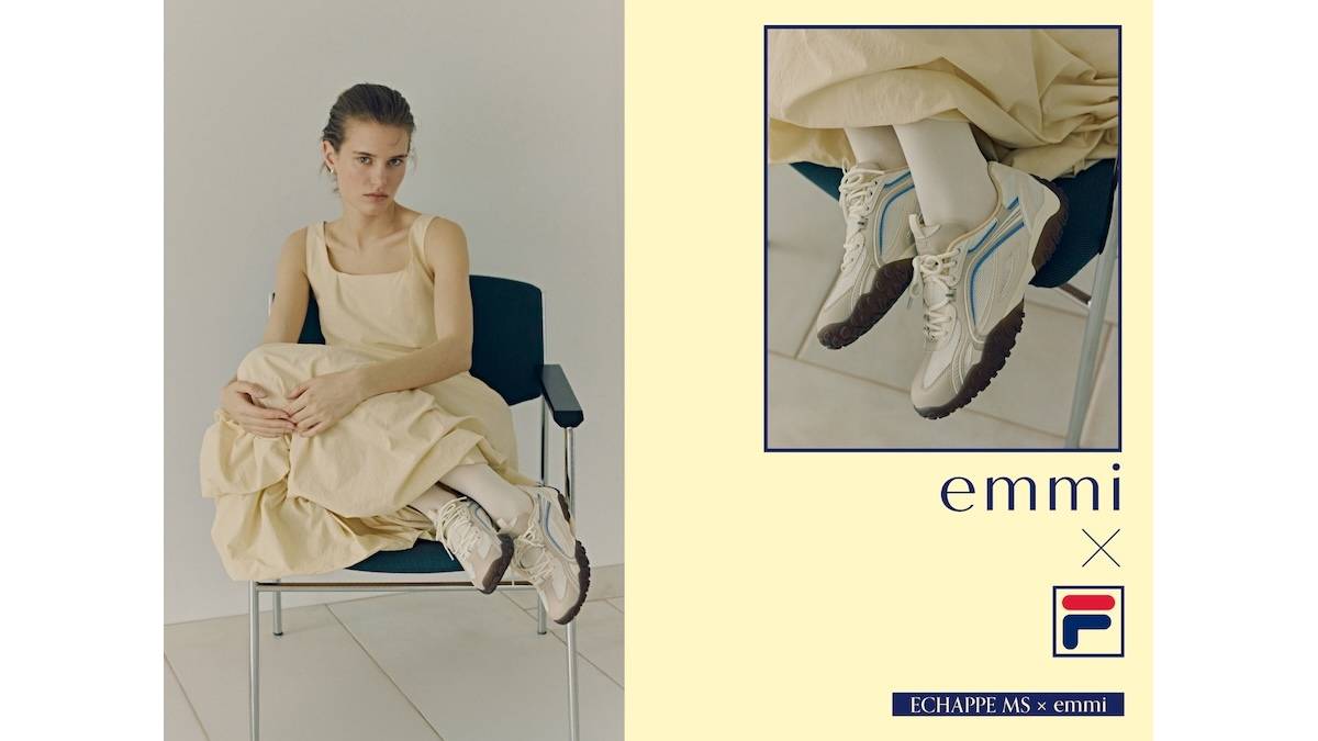 ＜emmi＞FILAの「ECHAPPE MS」別注モデル登場。爽やかなブルーが映える軽やかスニーカー
