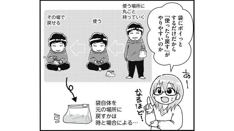 【漫画】探しやすくて戻しやすくて失くさない。収納グッズが増えない片付け術