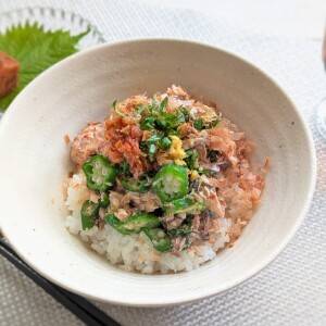 夏の夜に5分で作れる。火を使わない「サバ缶とオクラの冷やし丼」|管理栄養士のレシピ