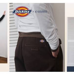 ＜emmi＞Dickies®初の別注アイテムが登場。ワークテイストを女性らしく楽しむアイテム
