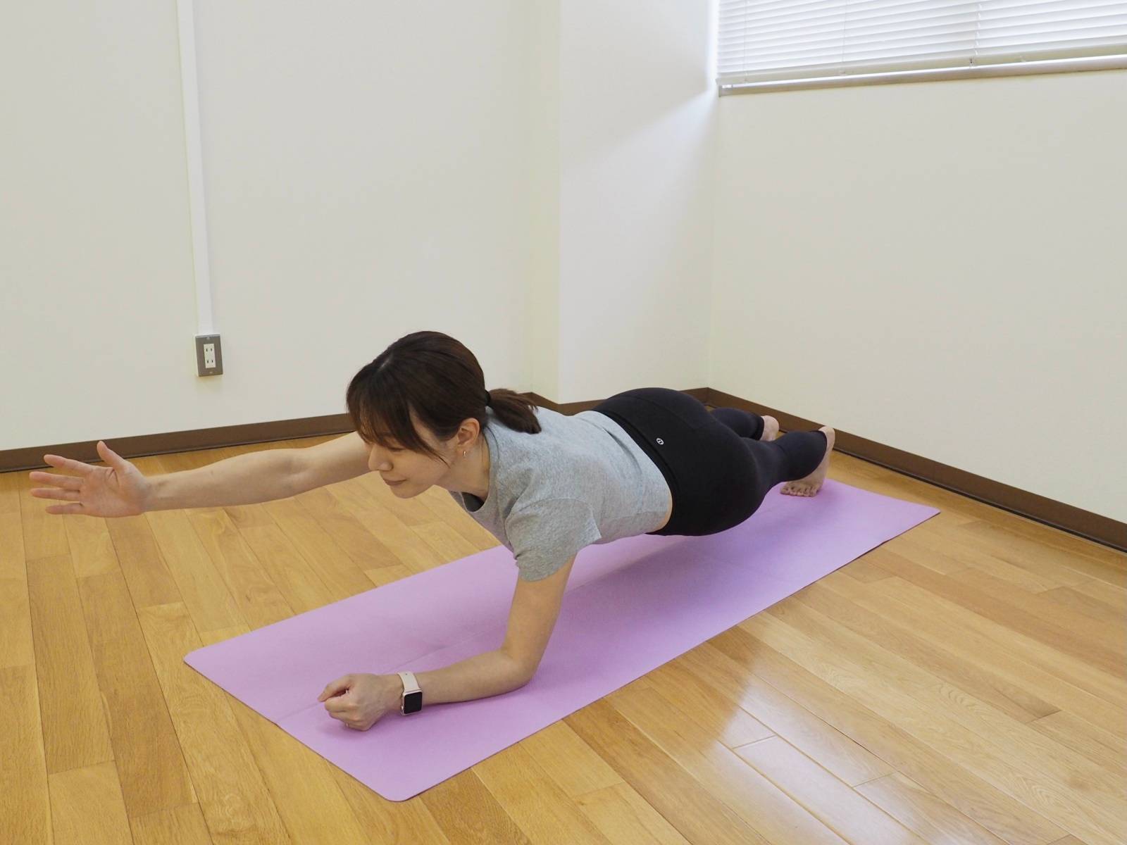「片腕上げプランク」