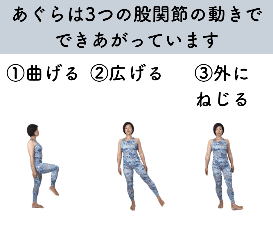 あぐらの股関節の動き