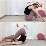 膝を立てて座り、両手を開放して後ろにゴロンと転がる背骨ほぐし