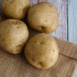 麻袋の上の洗ったじゃがいも