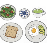 洋食の朝食例のイラスト