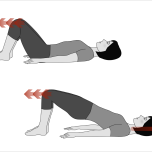 膝は頭とは反対の方向へスライドすると思いながらお尻を上げる