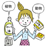 油を選ぶ女性のイラスト