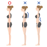 正しい姿勢、猫背、反り腰