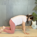 四つん這い、骨盤を後傾する